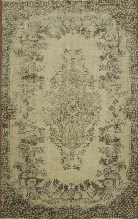 Distressed Anatolian Oriental Area Rug 5x8