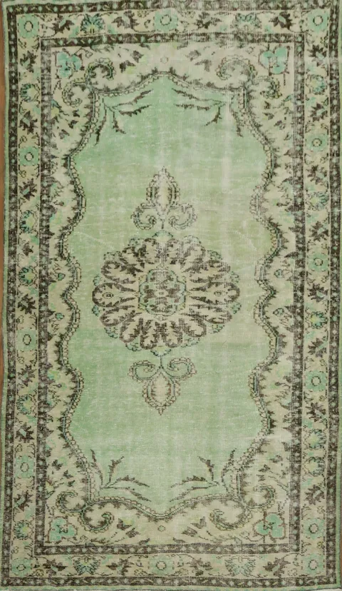 Classic Green Anatolian Oriental Area Rug 5x9