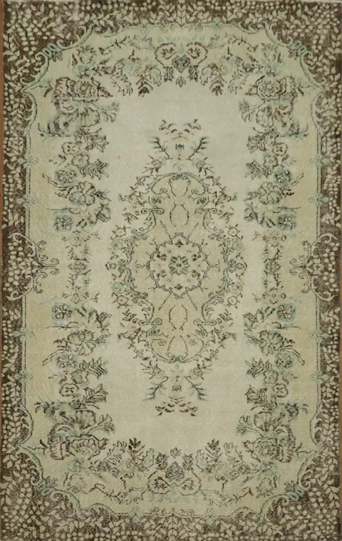 Floral Elegance: Vintage Anatolian Oriental Area Rug 6x9