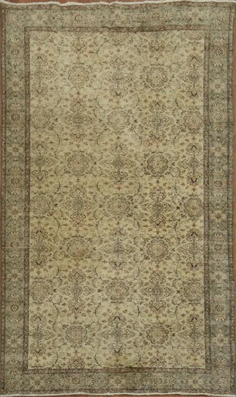 Elegant Floral Vintage Anatolian Oriental Area Rug 6x9