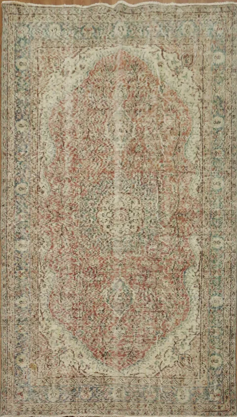 Distressed Vintage Anatolian Oriental Area Rug 5x9