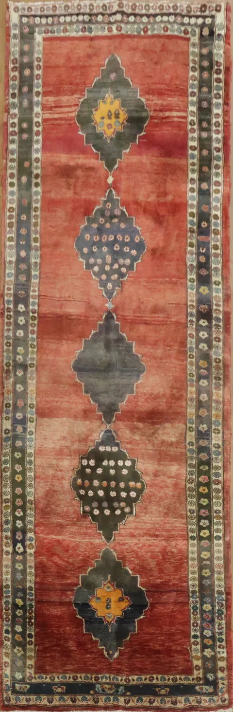 Vintage Tabriz Persian Runner Rug With Intricate Geometric Pattern 3x10