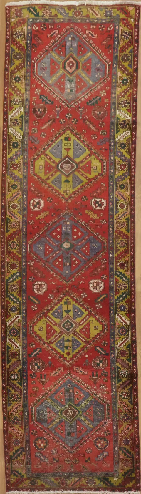 Traditional Geometric Tabriz Persian Runner Rug 3x10