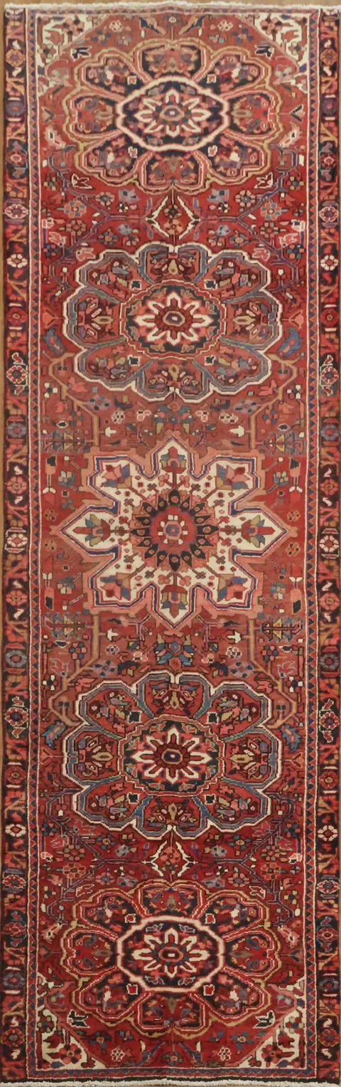 Long Traditional Heriz Persian Runner Rug 3x11
