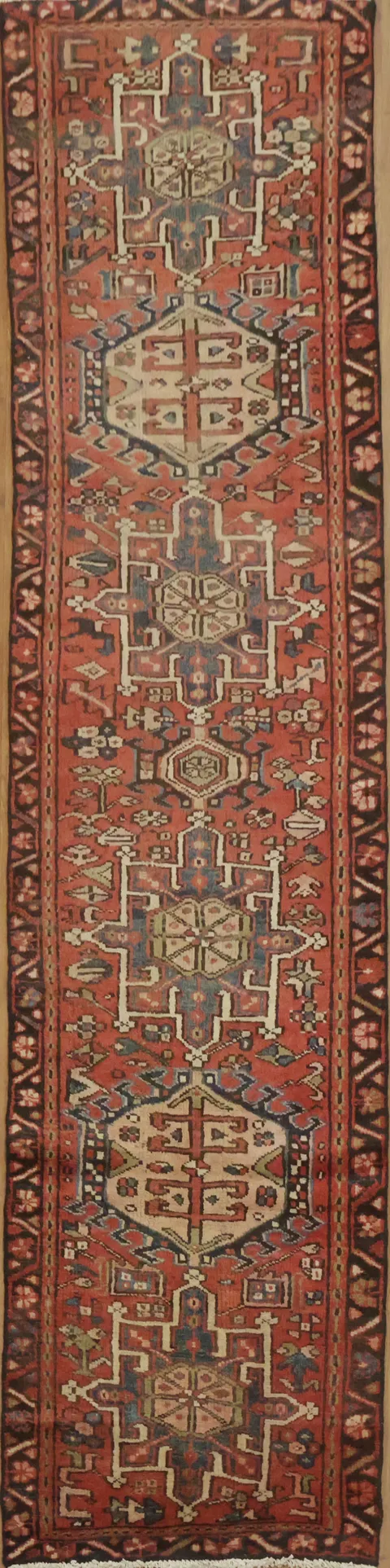 Elegant narrow Gharajeh Persian Runner Rug 3x11
