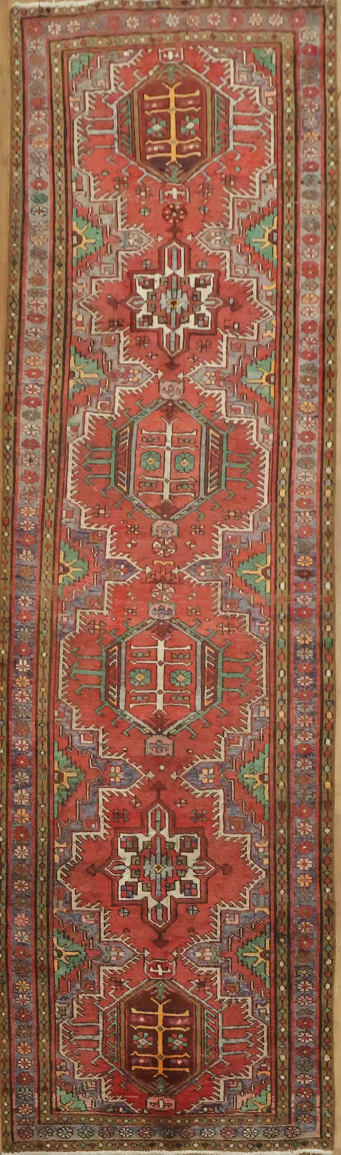 Persian Heriz Runner with Intricate Motifs 3x11