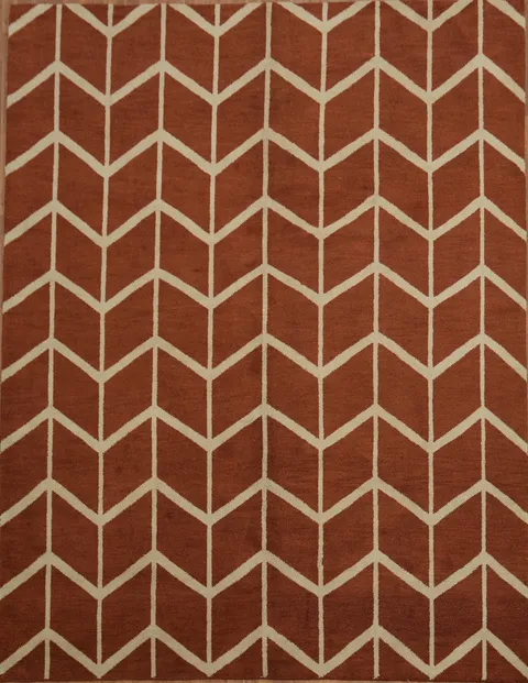 Stylish Modern Chevron Rug in Warm Earth Tones 9x12