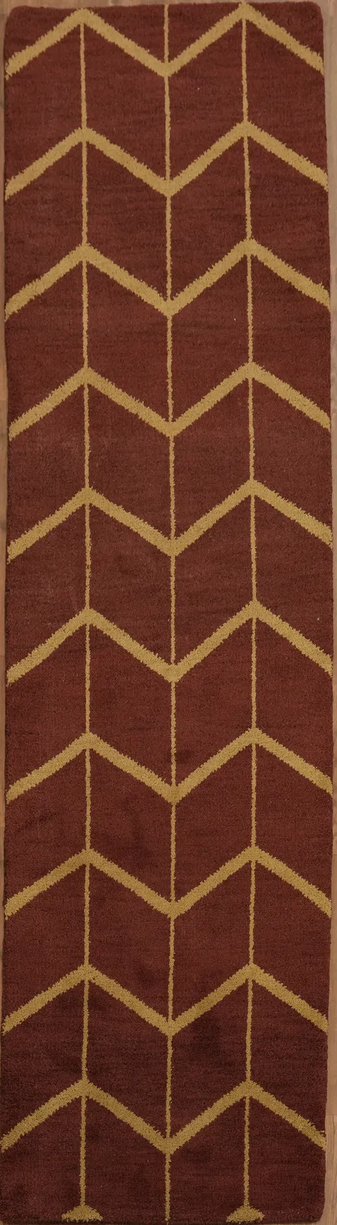 Stylish Chevron Rust Runner Rug 3x9