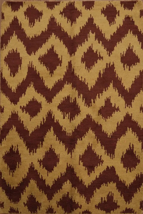 Stylish Burgundy and Gold Rug with Artistic Flair 5x8