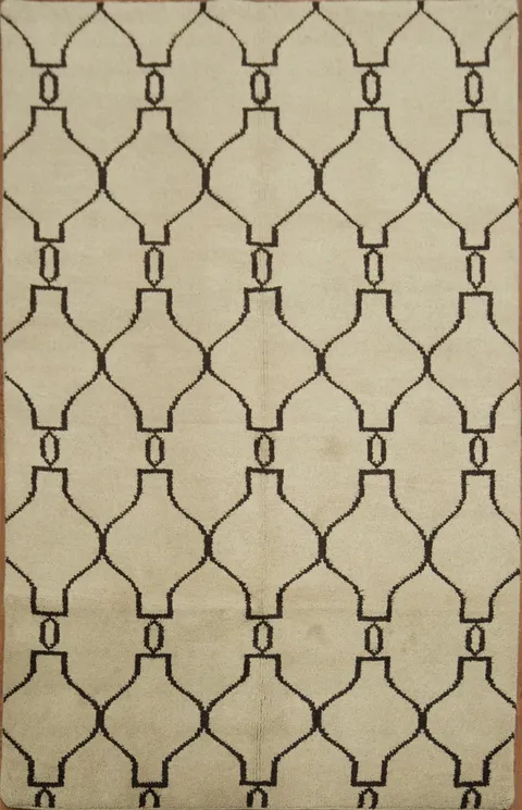 Contemporary Neutral Rug with Bold Artistic Patterns 5x8