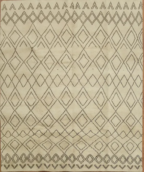 Contemporary Beige and Brown Diamond Motif Area Rug 8x10