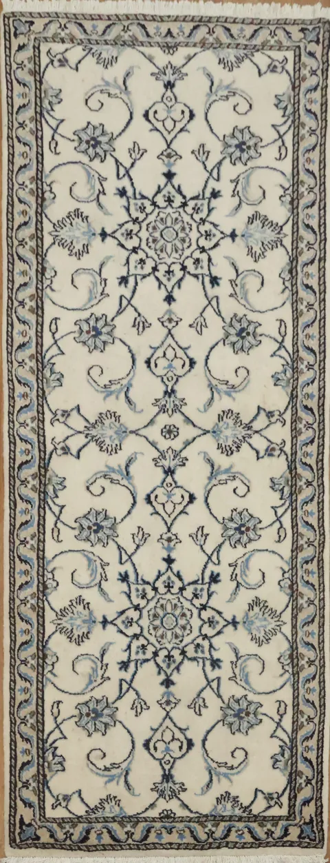 Elegant Floral Nain Persian Runner Rug 2x6