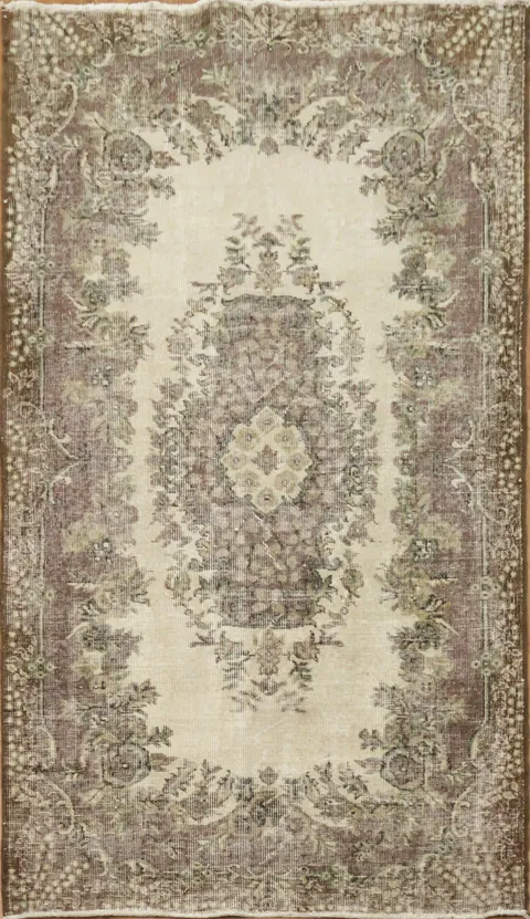Luxurious Distressed Floral Anatolian Turkish Rug 4x7