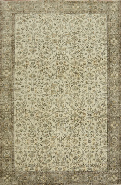 Intricate Floral Anatolian Turkish Area Rug 6x10