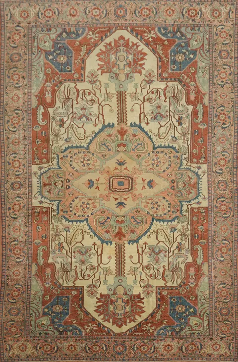 MASTERPIECE Pre-1900 Antique Heriz Serapi Persian Large Rug 11x17