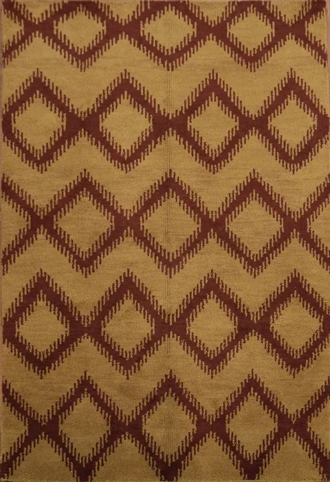 Contemporary Earth Tone Rug Featuring Diamond Motifs 5x7