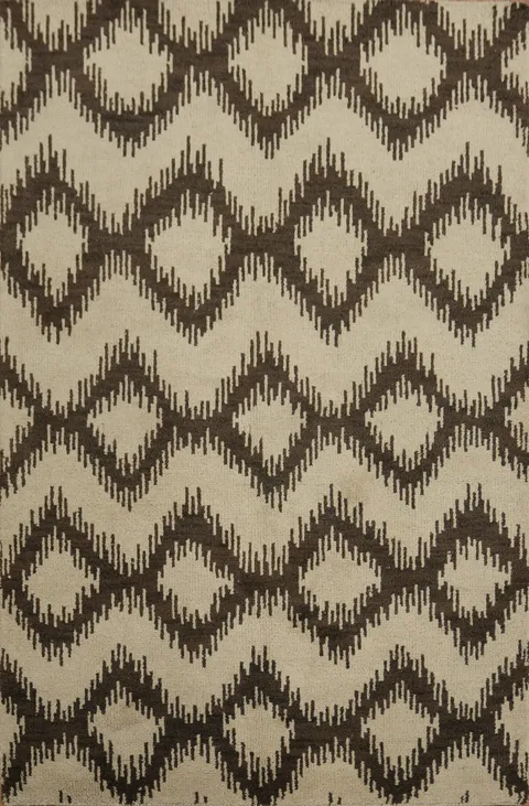 Contemporary Ivory and Brown Zigzag Patterned Area Rug for Modern Spaces 5x8