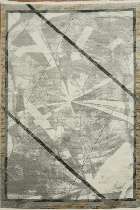 Modern Abstract Pattern Gray Rug with Artistic Geometric Lines 5x8