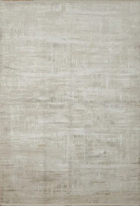 Artistic Distressed Patterned Rug in Beige and White 5x8