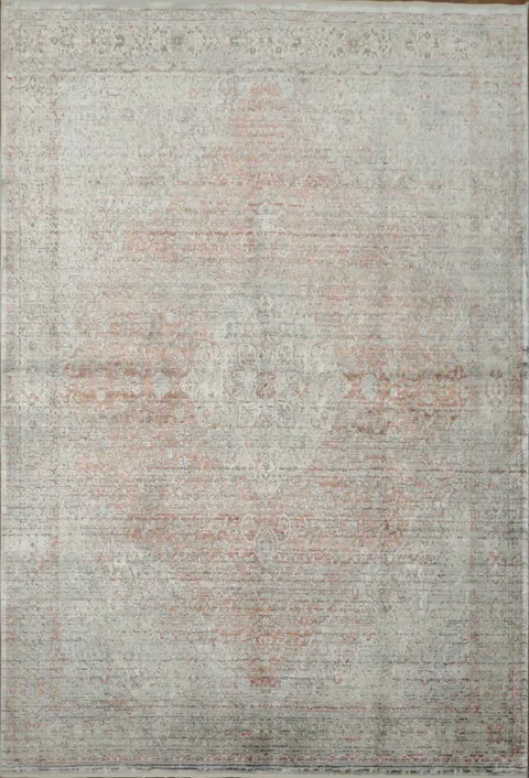 Distress Look Brick Red Accented Neutral Rug 5x8