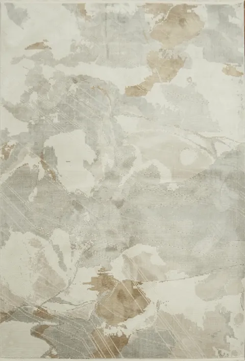 Luxurious Modern Rug with Serene Cream Gray and Beige Abstract Design 5x8