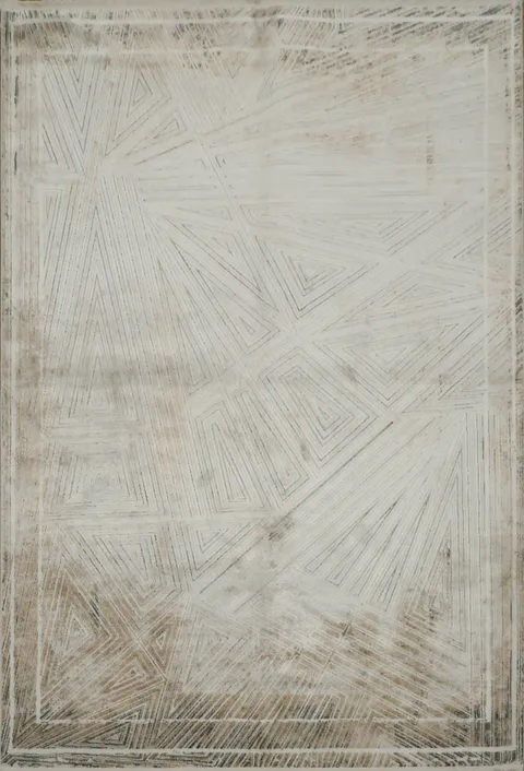 Contemporary Abstract Patterned Rug in Neutral Tones 5x8