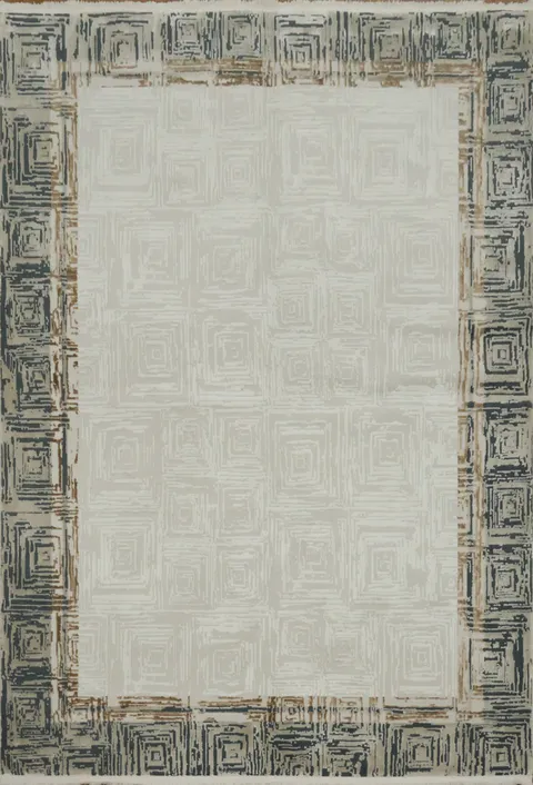 Modern Area Rug Featuring Textured Squares and Contrasting Edges 5x8