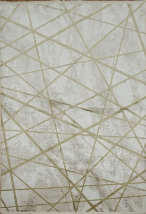 Contemporary Beige and Ivory Rug with Stylish Geometric Patterns 5x8