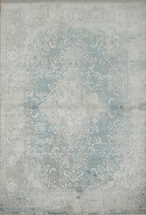 Distressed Blue And Grey Vintage Style Area Rug 5x8