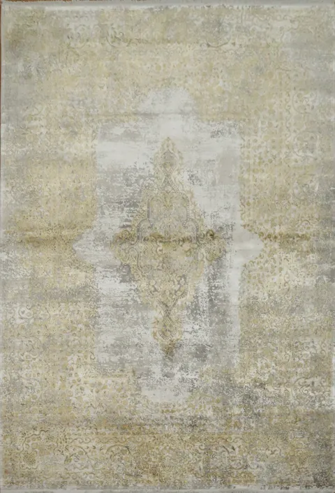 Soft Grey and Gold Rug with Classic Persian Appeal 5x8