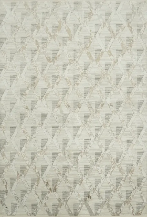 Elegant Gray and Beige Triangular Design Area Rug 5x8