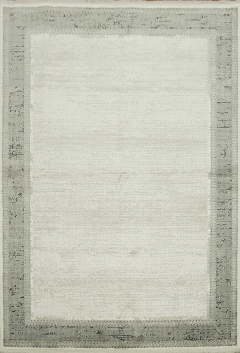 Elegant Gray Border Rug with Subtle Minimalist Design 5x8