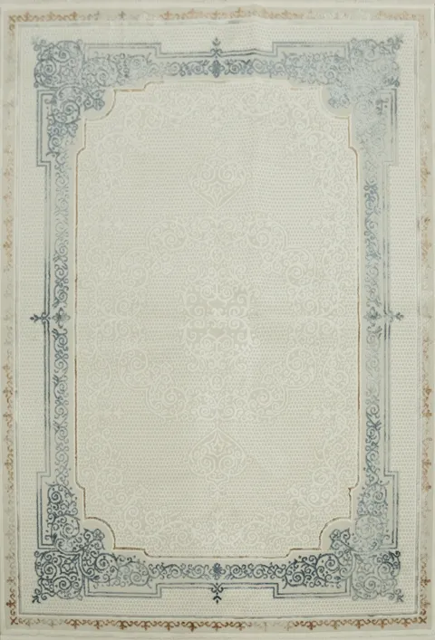 Classic Ivory Rug with Rich Blue Detailing for Luxury Homes 5x8