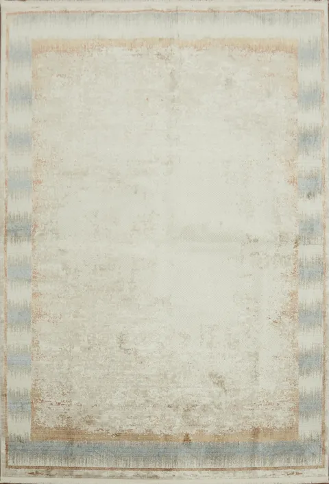 Minimalist Charm: Beige Rug with Subtle Blue Tones 5x8