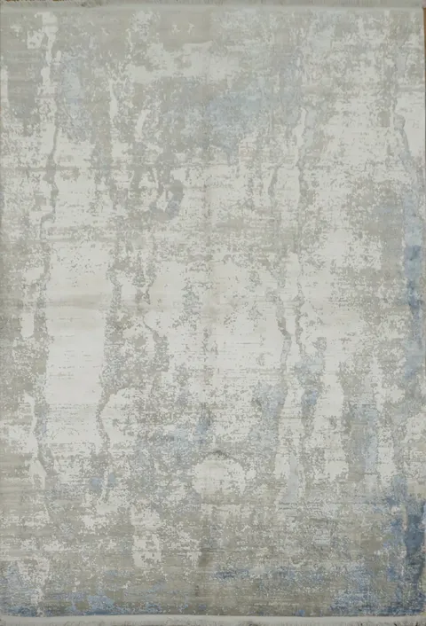 Sleek Modern Design: Luxe Grey and Blue Rug for Living Spaces 5x8