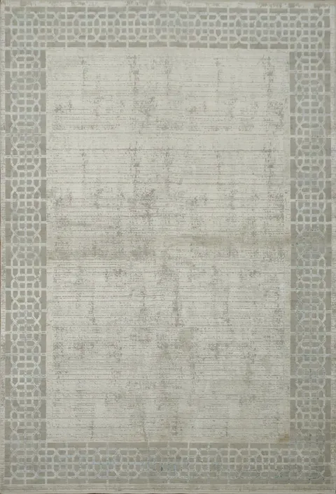 Contemporary Gray Toned Rug with Classic Geometric Edging 5x8