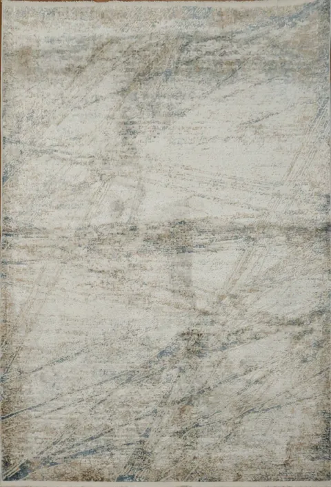 Sophisticated Marble-Patterned Carpet in Neutral Color Scheme 5x8