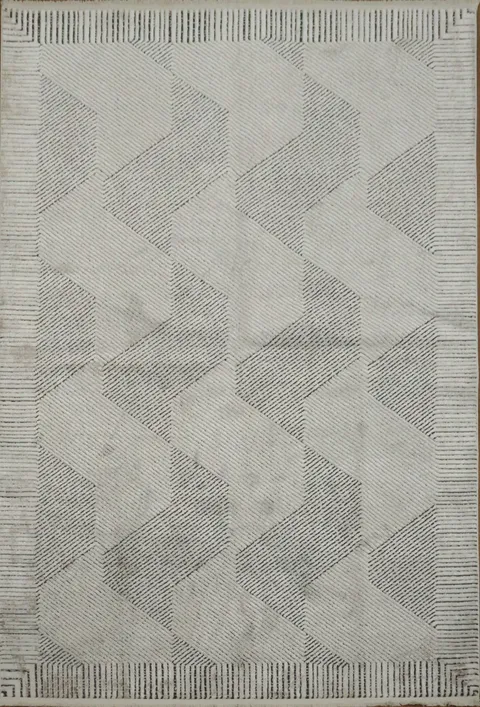 Modern Style Blend: Gray Lines and Geometric Array Rug 5x8