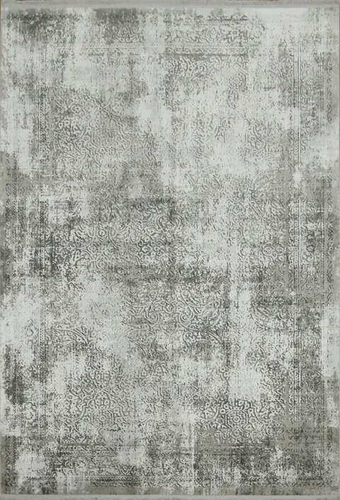 Elegant Silver Grey Abstract Area Rug for Distressed Look 5x8