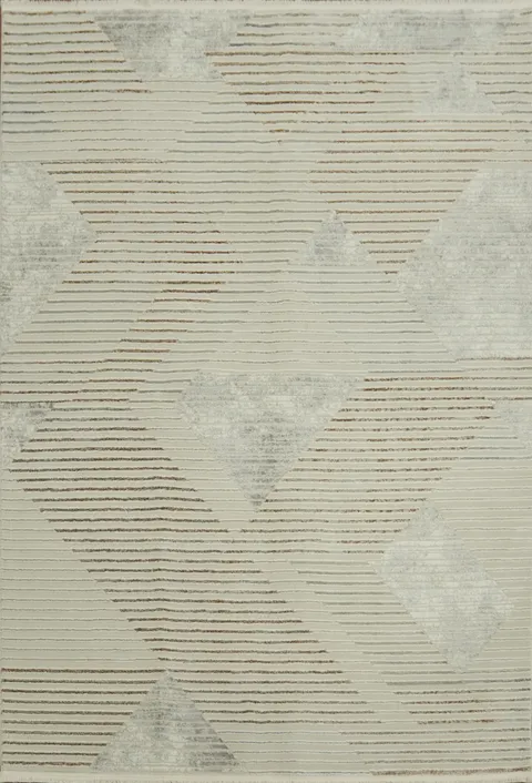 Elegant Beige Rug Featuring Abstract Geometric Designs 5x8