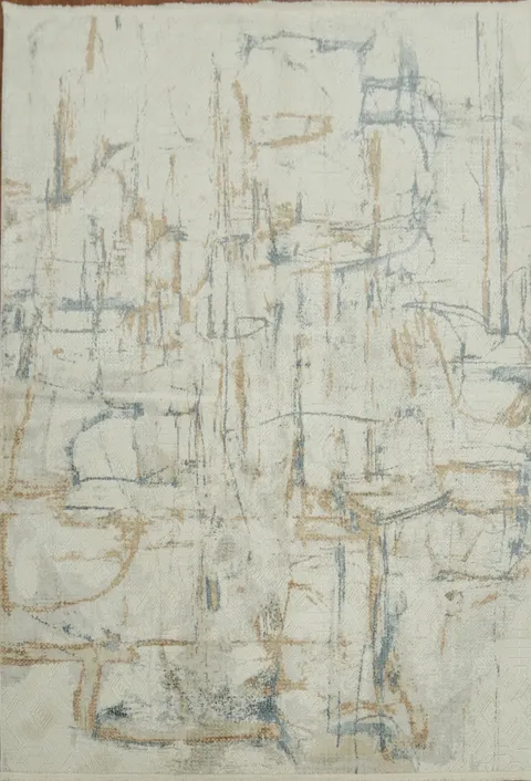 Minimalist Abstract Rug with Subtle Earth Tone Accents 5x8
