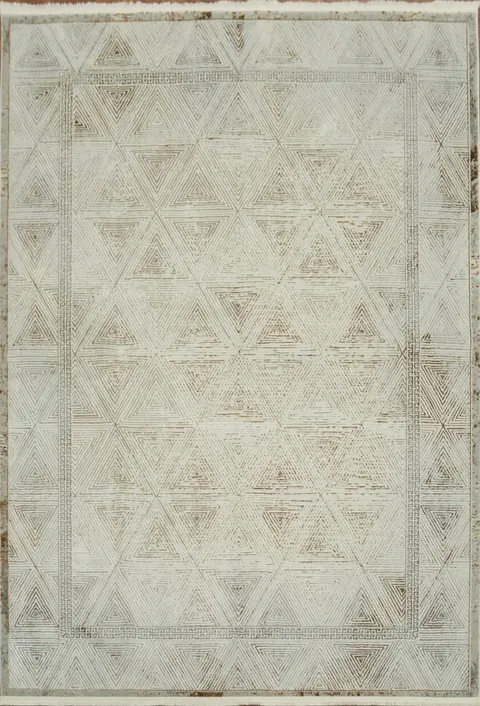 Geometric Elegance: Modern Beige Rug with Intricate Patterns 5x8