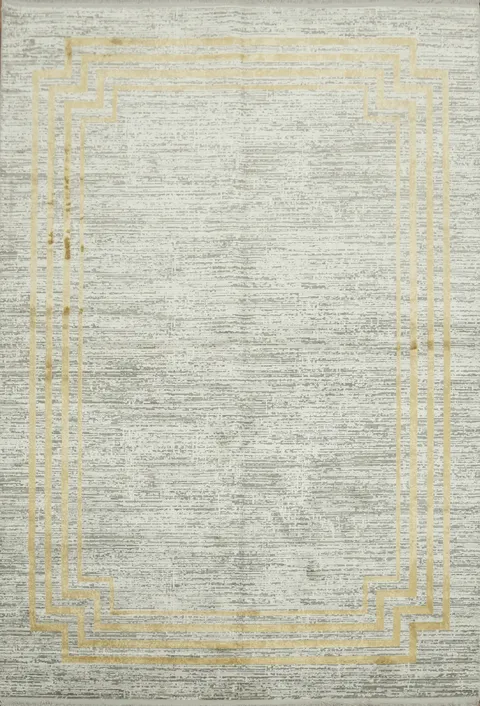 Sophisticated Grey Rug with Chic Gold Detailing for Modern Homes 5x8