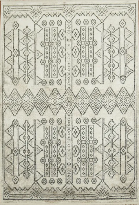 Luxury Area Rug with Symmetrical Tribal Patterns for Modern Homes 5x8