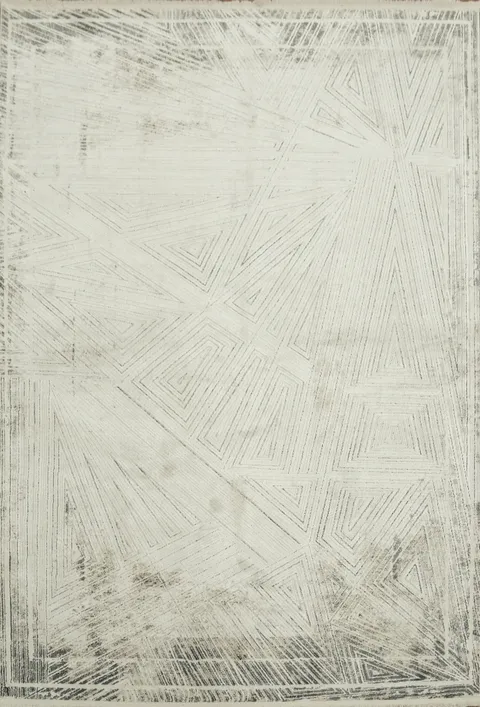 Contemporary Abstract Rug in Soft Neutral Tones 5x8