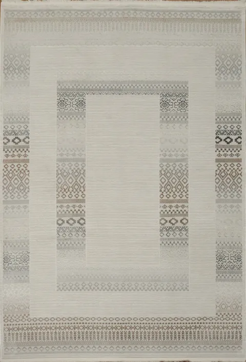 Contemporary Neutral Rug Featuring Symmetrical Patterns 5x8