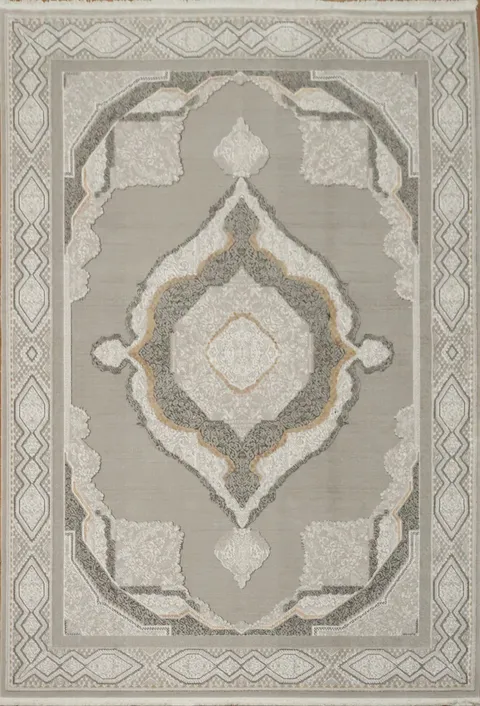 Geometric Elegance Rug with Classic Decorative Border 5x8