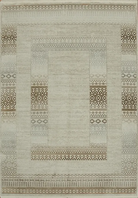 Handcrafted Beige Geometric Rug with Intricate Patterns 5x8