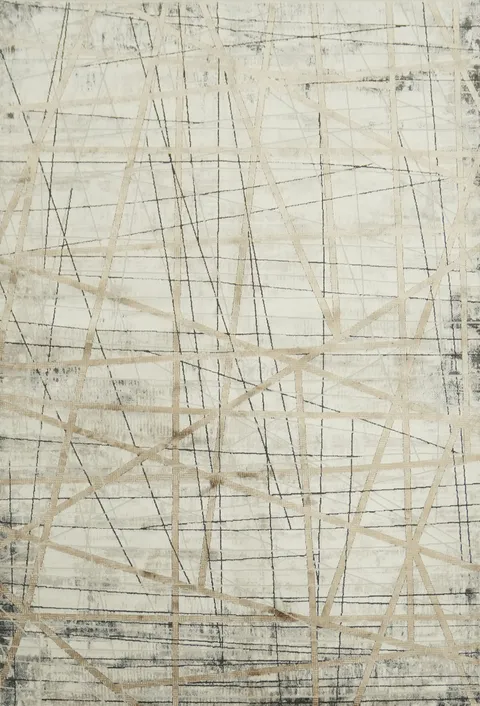 Elegant Neutral Tone Rug with Abstract Linear Design 5x8