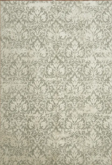 Deluxe Damask Design Grey and White Rug Ideal for a Luxurious Home Ambience 9x13